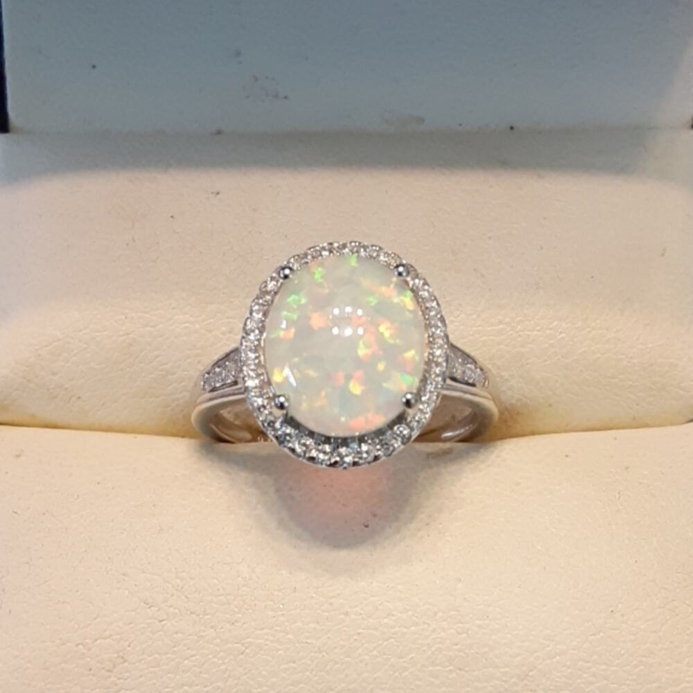 3.50ctw Lab Created Opal Platinum/925 - Picture 4 of 8